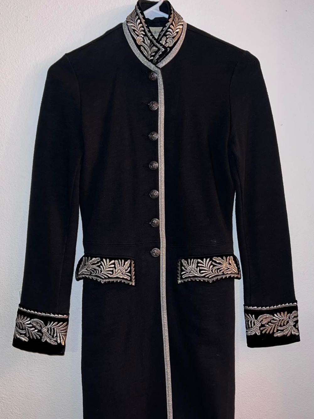 Denim & Supply Ralph Lauren Black Long jacket with Silver Metalic Embroidery
